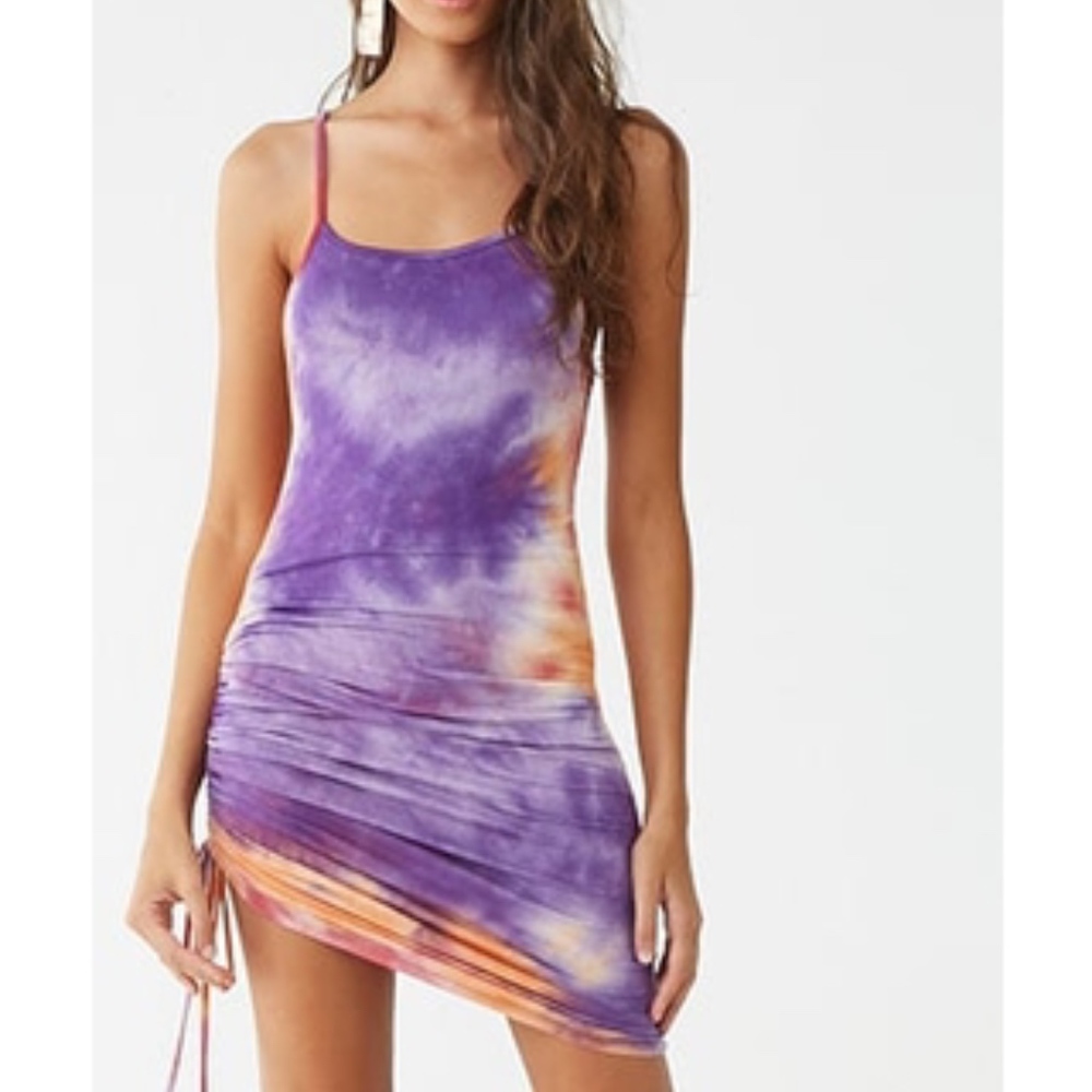 Forever 21 Tie-Dye Ruched Mini-dress/Rose/Multi